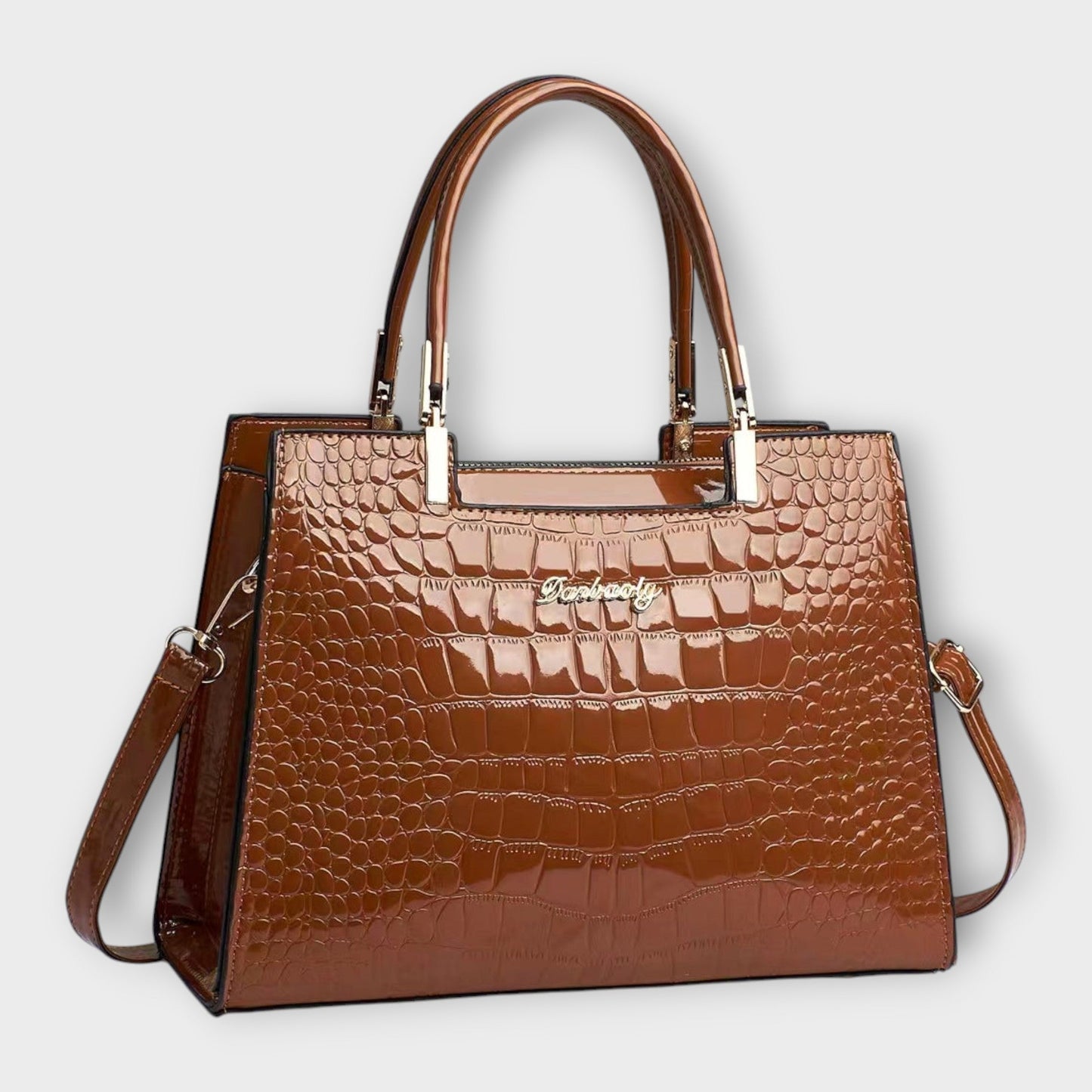 Olivia – Glanzende handtas met krokodillenpatroon