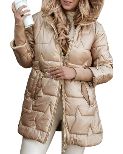 Sorelle| Eleganter Wintermantel mit Kapuze und Wattierung
