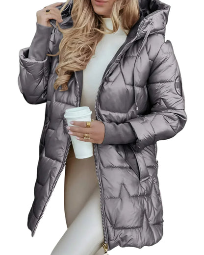 Sorelle| Eleganter Wintermantel mit Kapuze und Wattierung