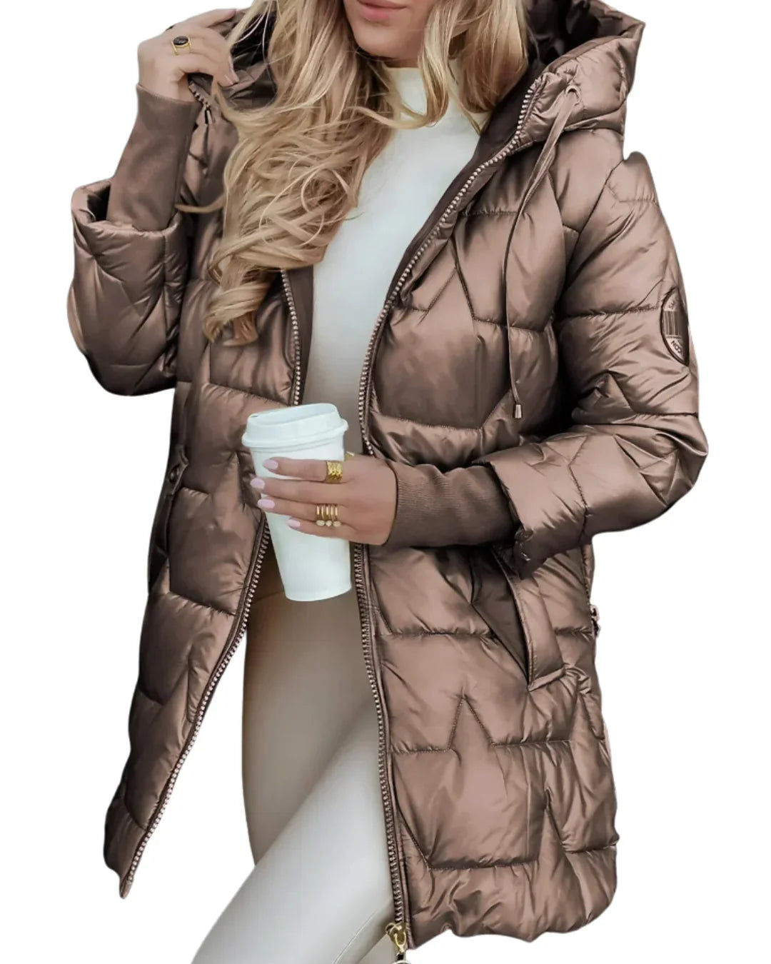 Sorelle| Eleganter Wintermantel mit Kapuze und Wattierung