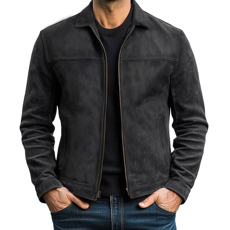 Klassische modische Herrenjacke aus PU-Leder mit Reißverschluss