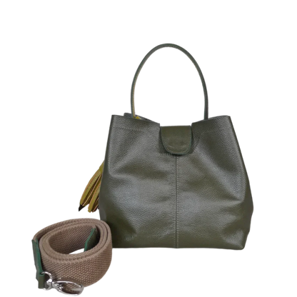 Lucia kleine Lederhandtasche für Frauen in olivgrün