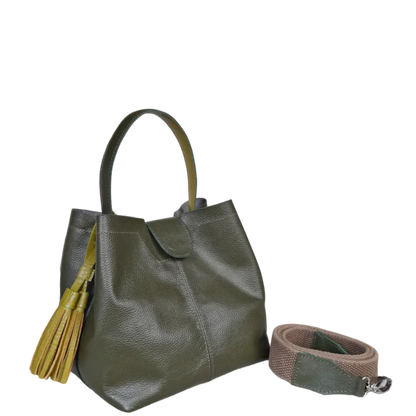 Lucia kleine Lederhandtasche für Frauen in olivgrün