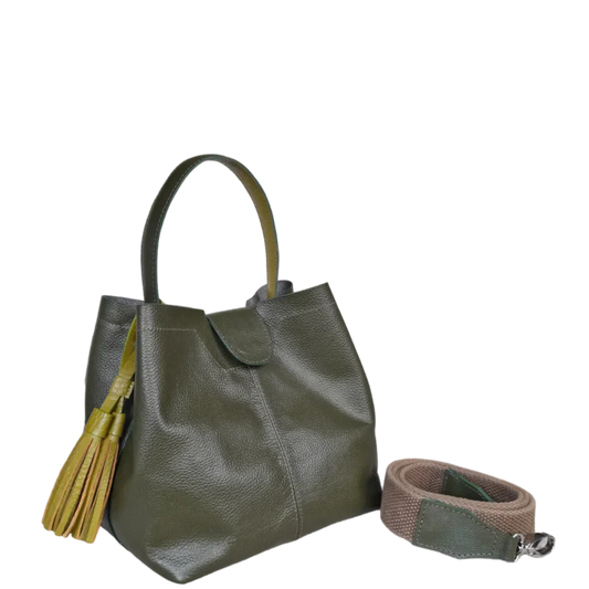 Lucia kleine Lederhandtasche für Frauen in olivgrün