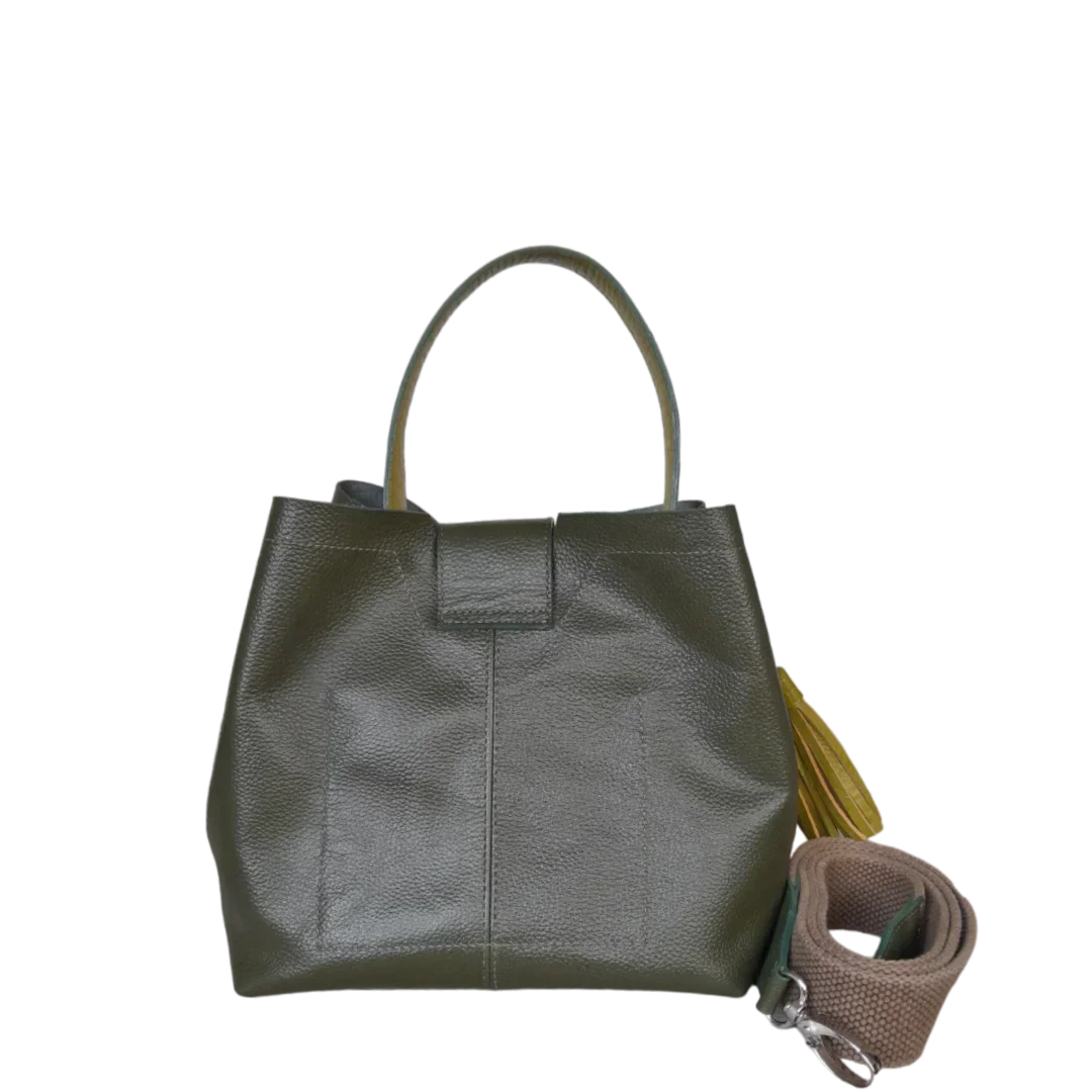 Lucia kleine Lederhandtasche für Frauen in olivgrün