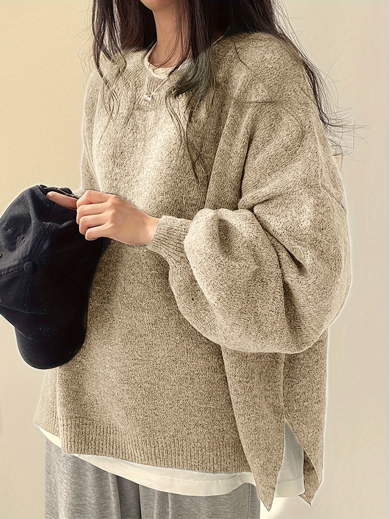 Pearline - Rundhals Pullover mit langen Ärmeln