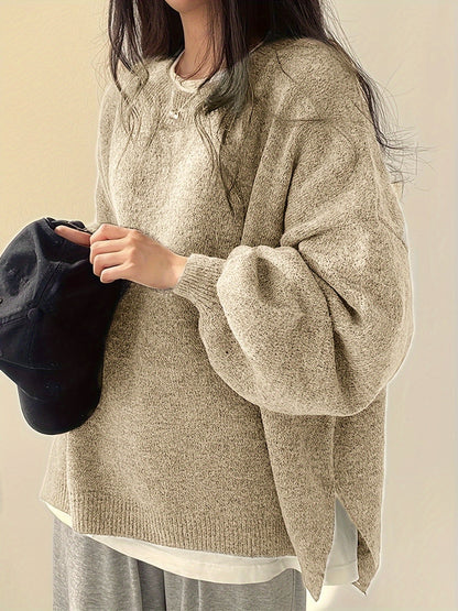 Pearline - Rundhals Pullover mit langen Ärmeln