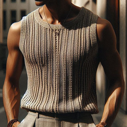 Heren Zomer Basic Gebreide Gestreepte Tanktop MTA1335F8U