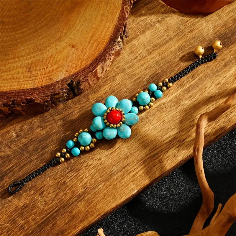 Handgeweven Bloemenarmband