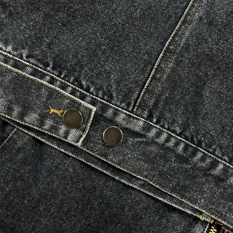 Herren Vintage Jeansjacke mit gewaschenem Baseballkragen und Slim-Fit-Passform