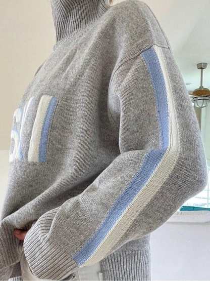 Retro Kaschmir Rollkragen Ski Pullover