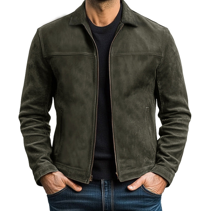 Klassische modische Herrenjacke aus PU-Leder mit Reißverschluss