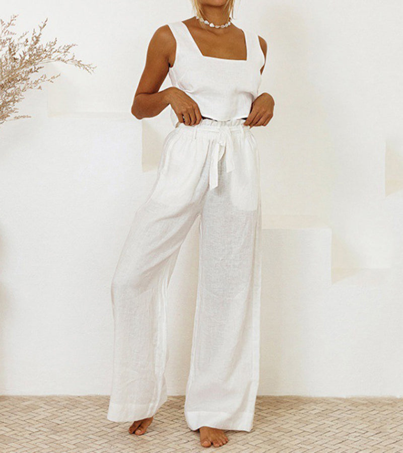 Rosea Set aus Minimalist Top und Hose mit weitem Bein