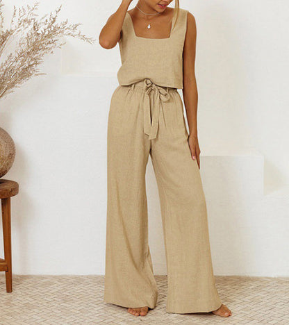 Rosea Set aus Minimalist Top und Hose mit weitem Bein