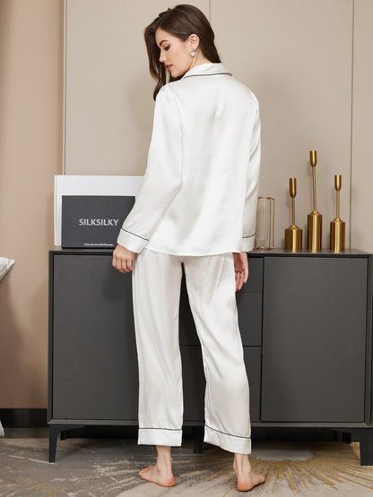 2-Delige Pure Zijden Pyjama met Lange Mouwen