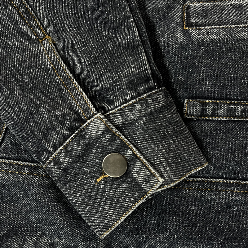 Herren Vintage Jeansjacke mit gewaschenem Baseballkragen und Slim-Fit-Passform