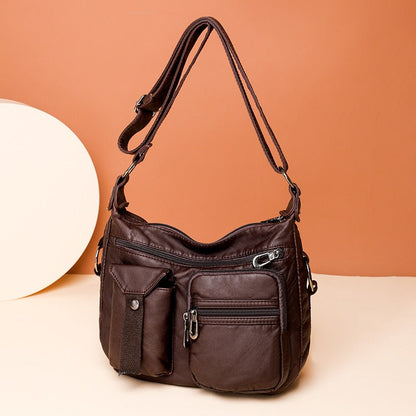 Dames crossbodytas, synthetisch leer, meerdere vakken, functioneel - Ángela