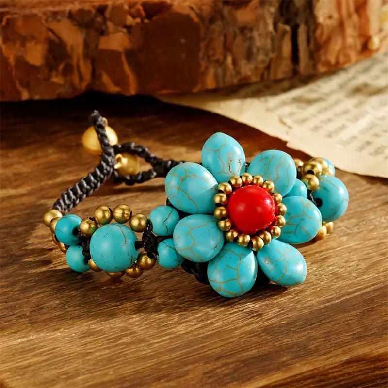 Handgeweven Bloemenarmband