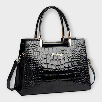 Olivia – Glanzende handtas met krokodillenpatroon