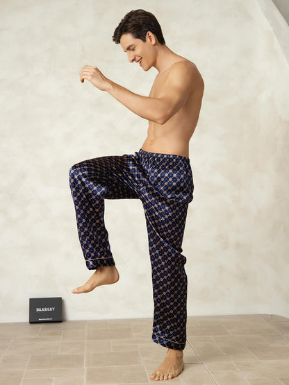 Men's pure silk pyjama bottoms with elastic waistband