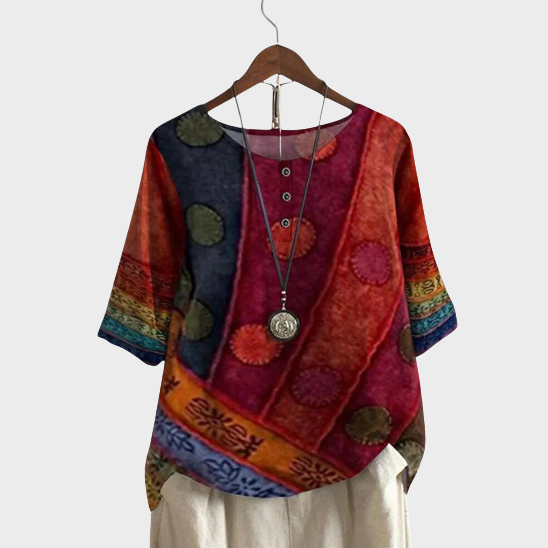 RENÁTA – BOHO-BLUSE MIT BLUMENMUSTER
