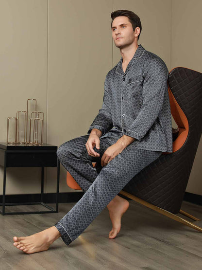 Luxe Zijden Pyjama met Print voor Heren