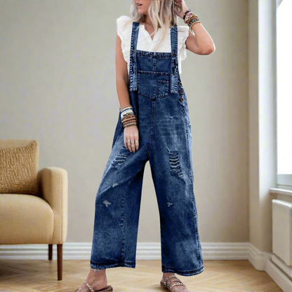 Lora™ – Verstelbare Jumpsuit met Vintage Wassing