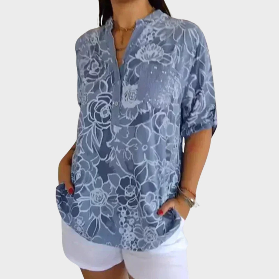 SABINA – GEFALTETE BLUSE MIT KNÖPFEN