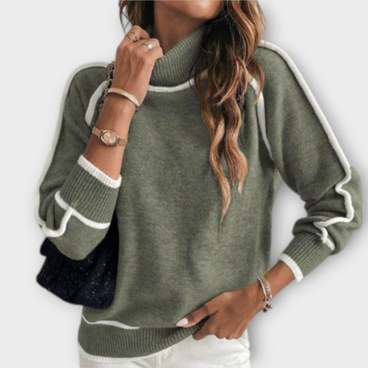 Christine – Luxus Olivgrüner Strickpullover