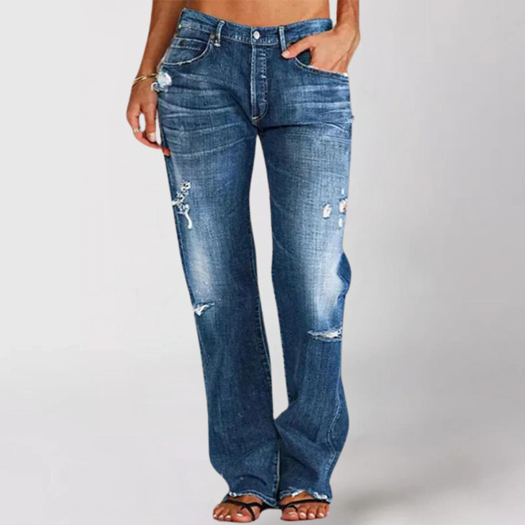 Mathilde | Versleten Wide-Leg Denim Jeans