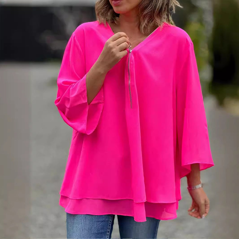 Heidi™ | V-hals Flared Zip-top