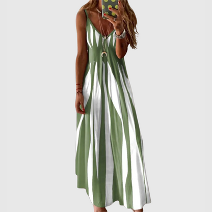 Ariella - Chique mouwloze gestreepte maxi-jurk