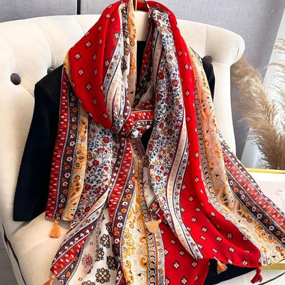 Vintage Boheemse Bloemen Sjaal
