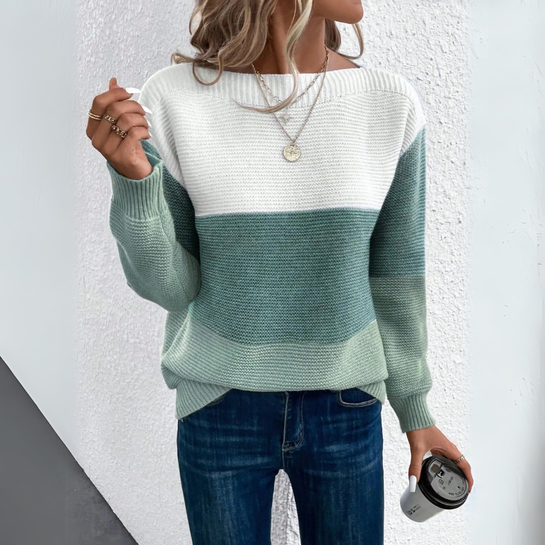 Clara | Elegante driekleurige patchwork trui