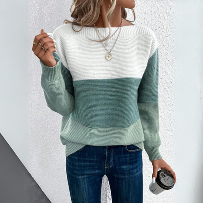 Clara | Elegante driekleurige patchwork trui