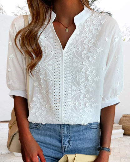 Yara | Witte blouse met pofmouwen