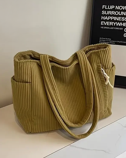 Matte – Geribbelde draagtas met koorddetails