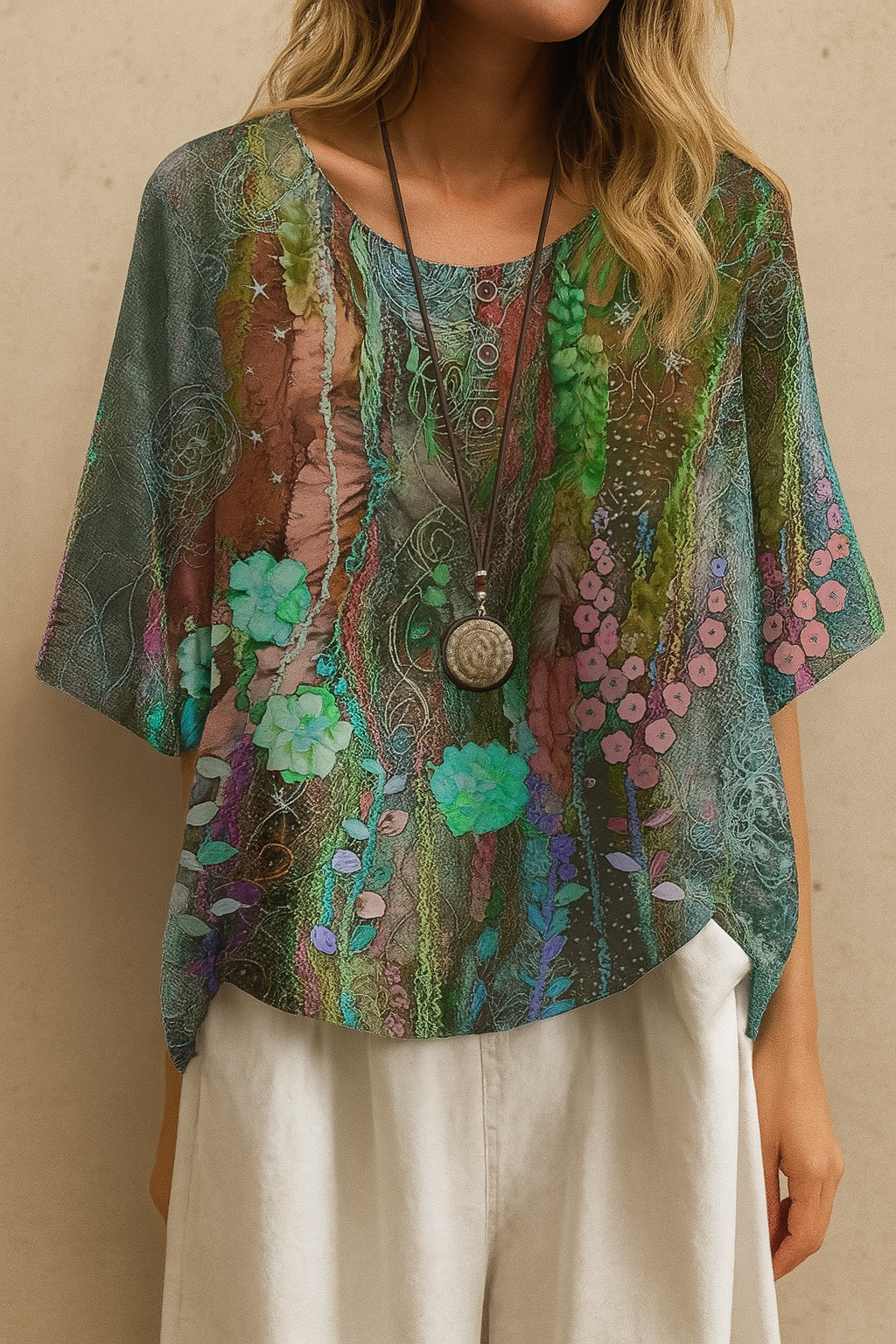 Barneys New York  | Fiber Art A-Linie Floral T-Shirt
