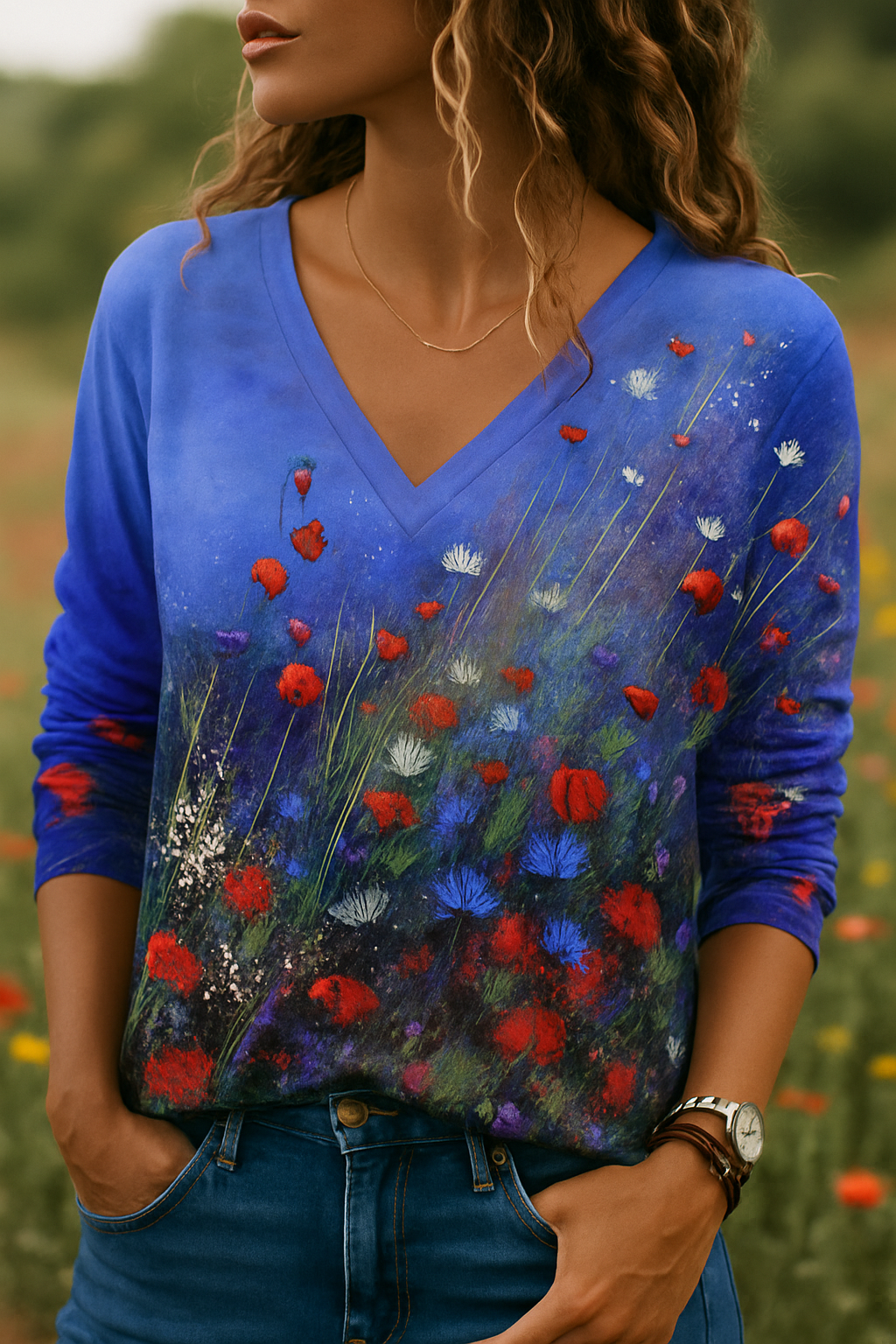 Barneys New York  |  Bloemschilderij Hals T-shirt