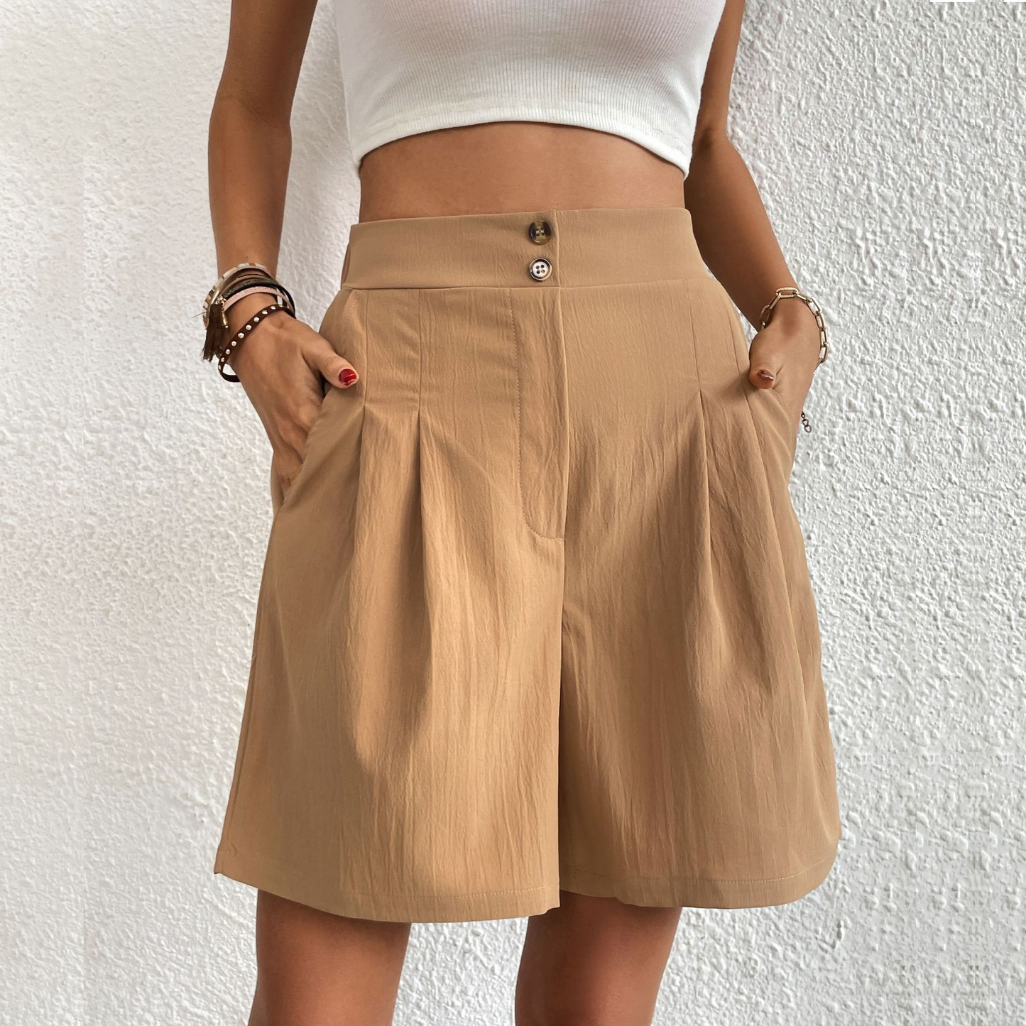 Idun | Stilvolle High-Waist Falten-Shorts