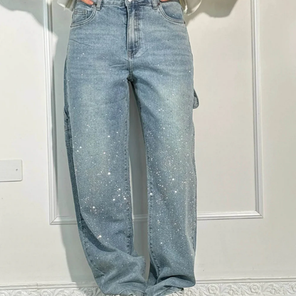 Raphaelle | Trendy starry denim cargobroek