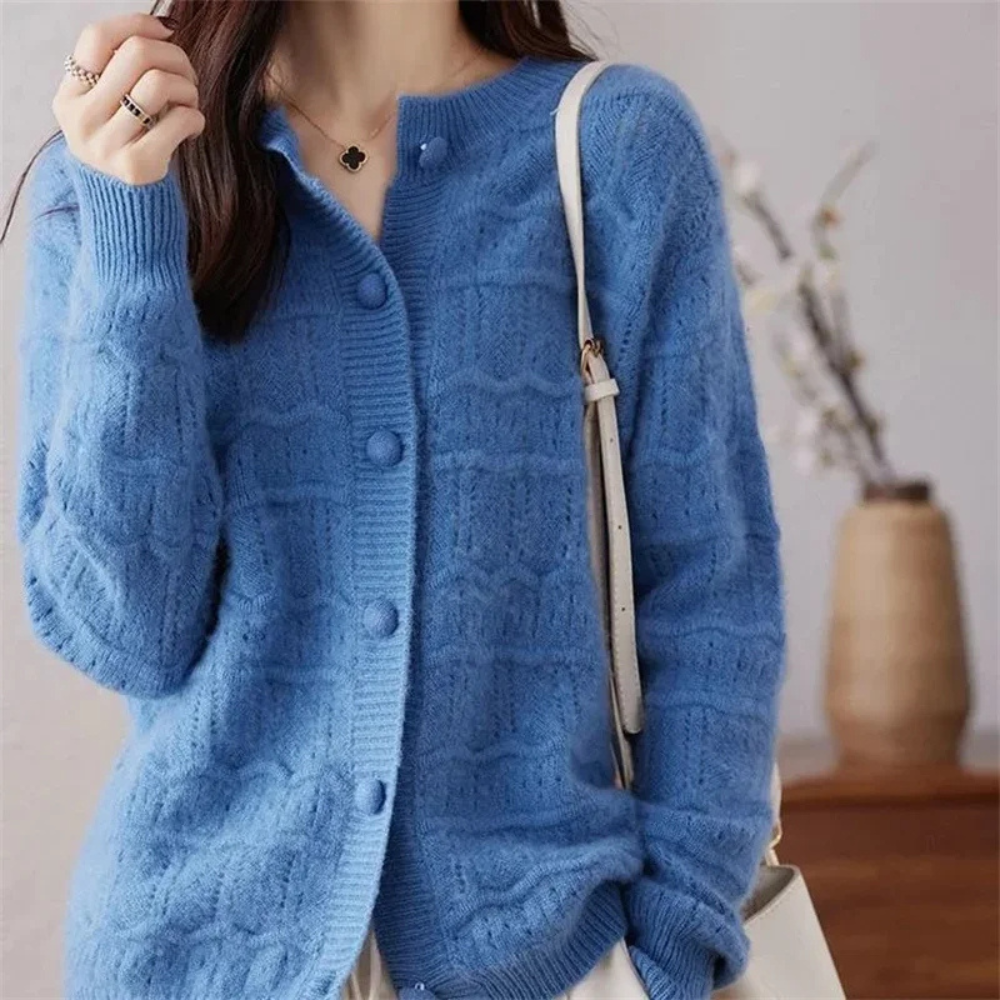 Mocha-Knopf-Pullover
