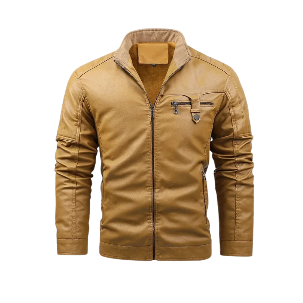 Retro-Lederjacke mit Fleecefutter