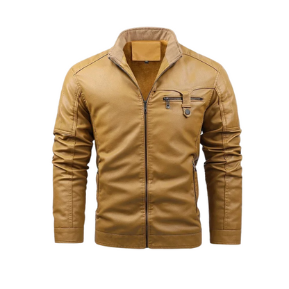 Retro-Lederjacke mit Fleecefutter