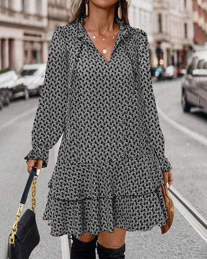 Lavinia™ – bedrukte jurk met lange mouwen