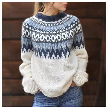 Lillian - Jacquard Vintage Druckpullover