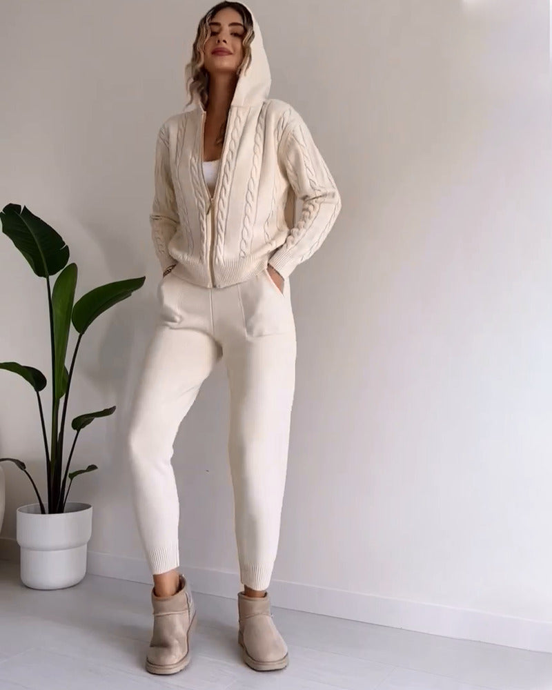 Ania - Casual Twist Jacquard tweedelige set