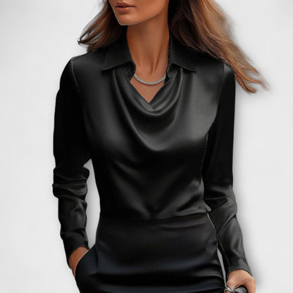 LA VENECIA | Elara™ – Drapierte Weiße Bluse