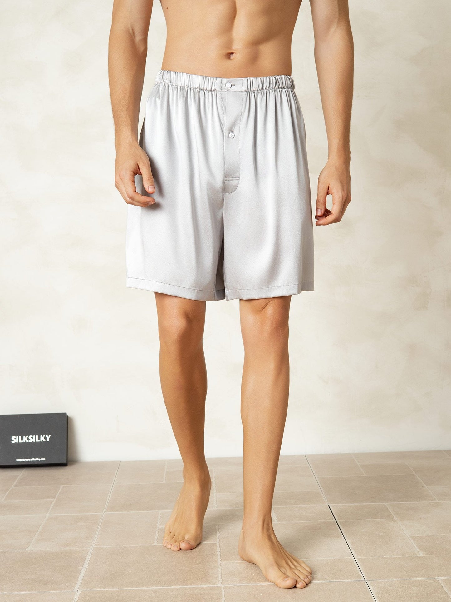 Short En Soie Pure Taille Élastique Shorts De Nuit Pour Hommes