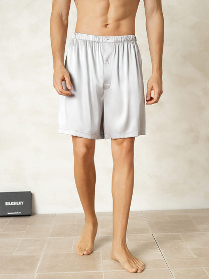 Short En Soie Pure Taille Élastique Shorts De Nuit Pour Hommes
